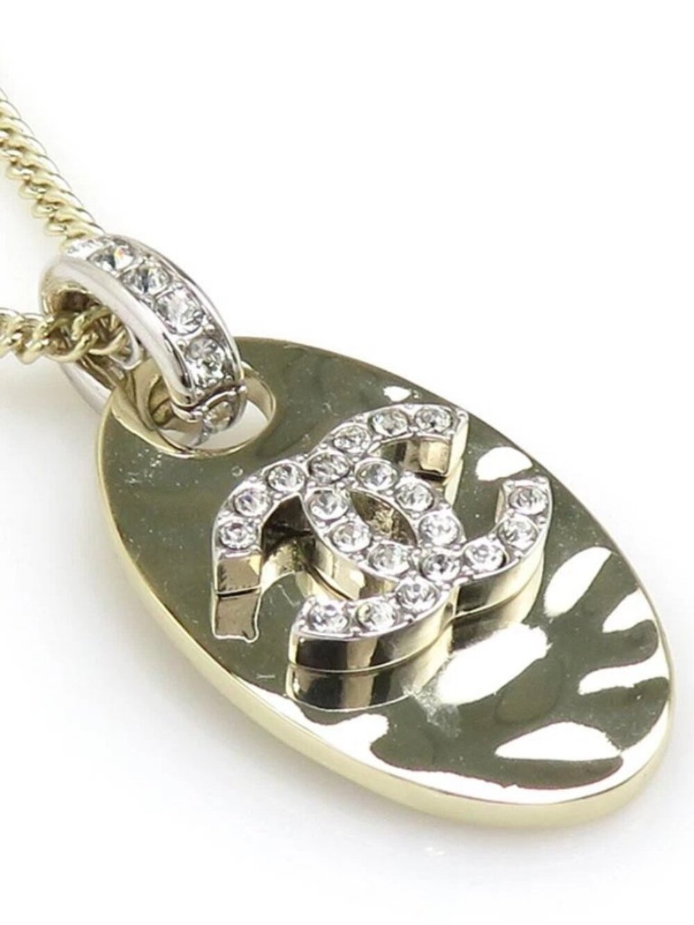 CHANEL CC Logo Necklace Gold Metal - h32330
